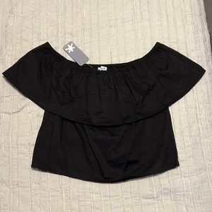 Splendid off the shoulder crop top with ruffle detail Size S NWT